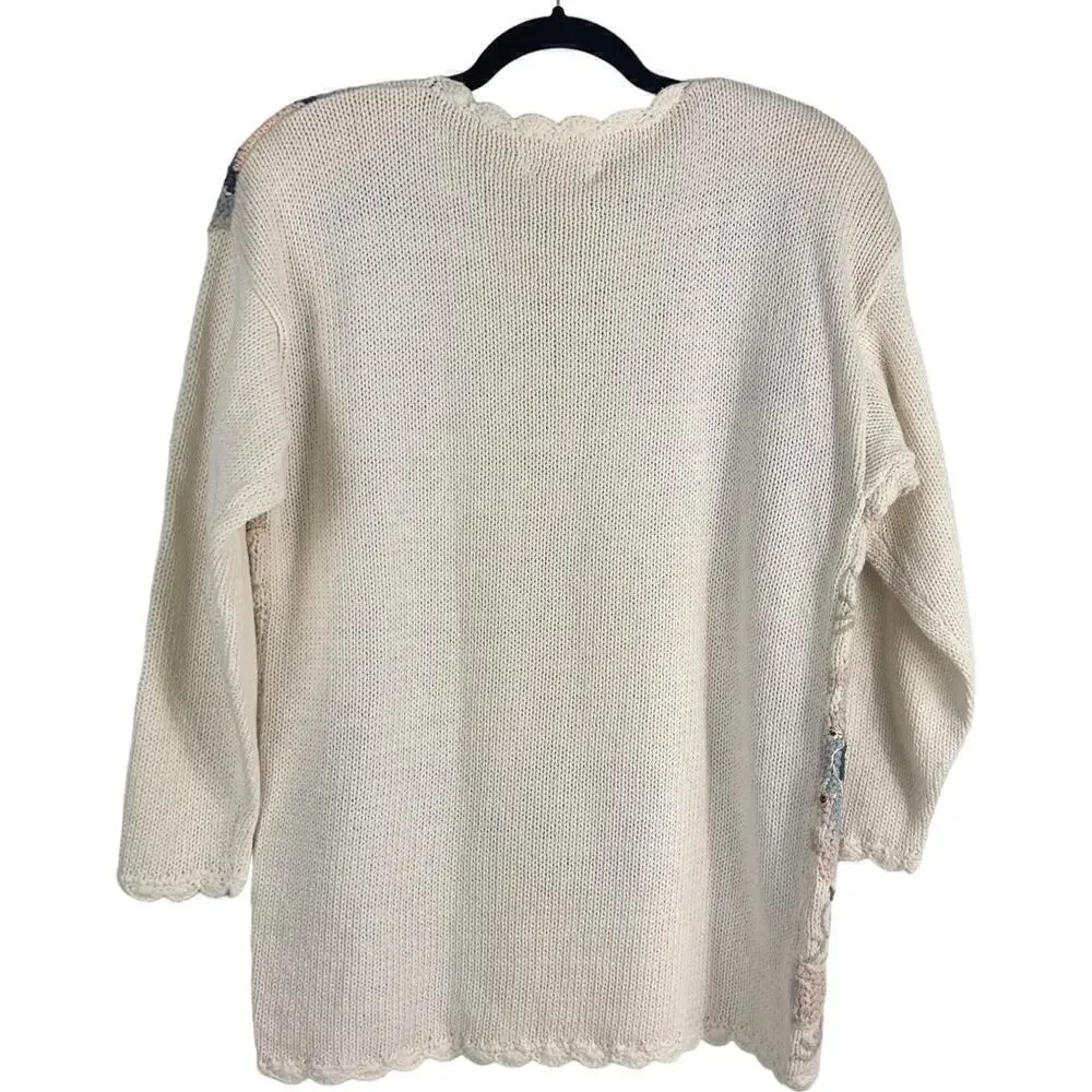 Vintage Jennifer Reed Handmade Knit Granny Cottage Core Sweater (M)